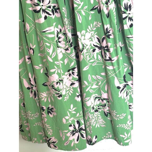 Torrid Sz 3 Plus Size Midi Dress Smocked Bodice Green Pink Flowers Cottagecore - Picture 4 of 8